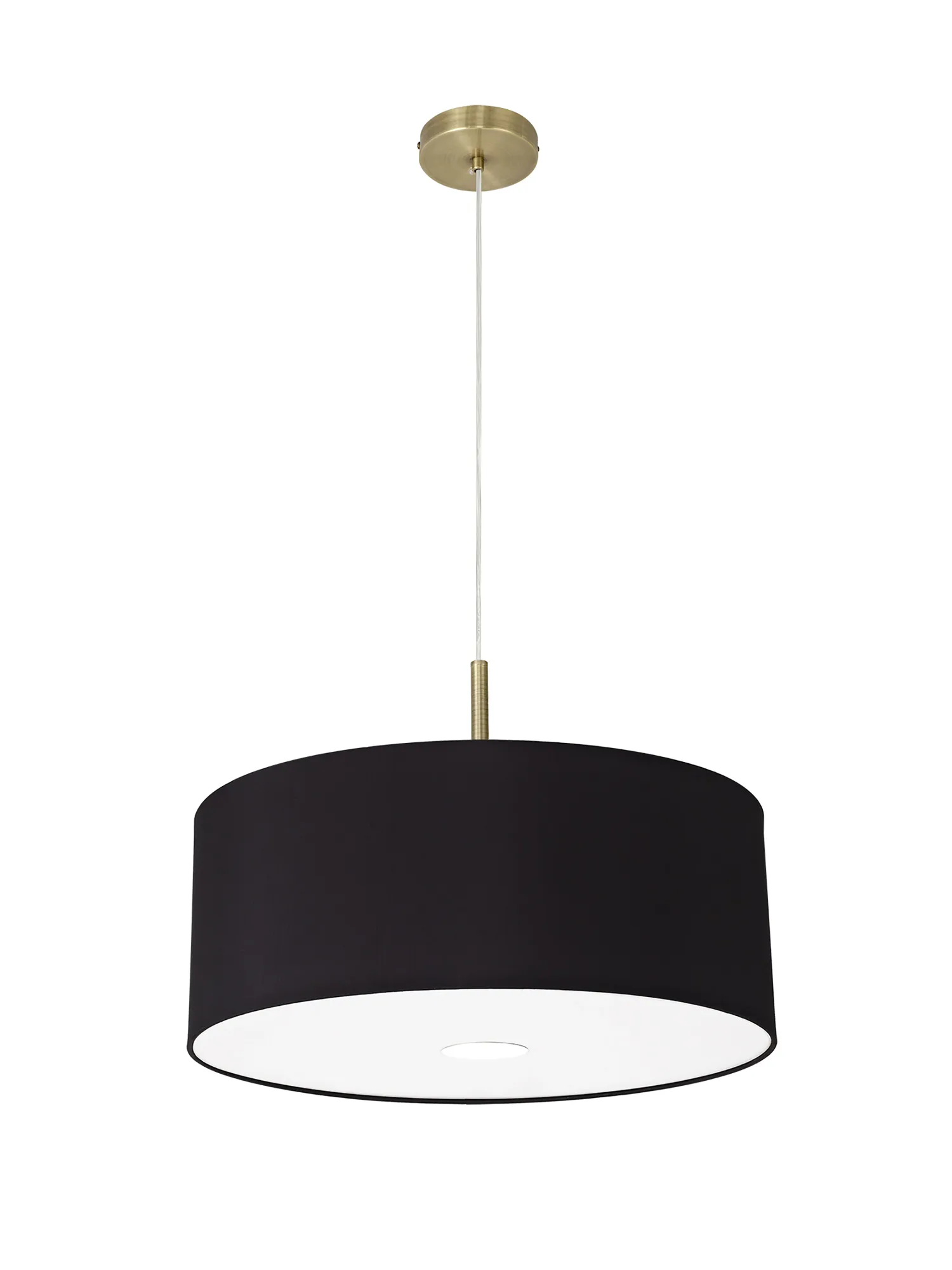 Baymont 50cm 3 Light Pendant Antique Brass, Midnight Black/Green Olive, Frosted Diffuser DK0407  Deco Baymont AB BL/GR